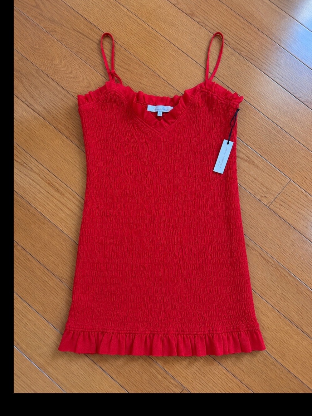 Lovers and Friends Red Smocked Ruffle Cami Dress M
